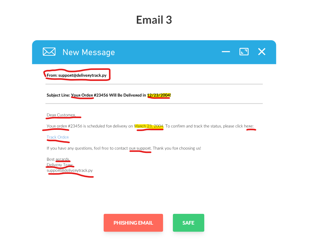Phising email 3 errors